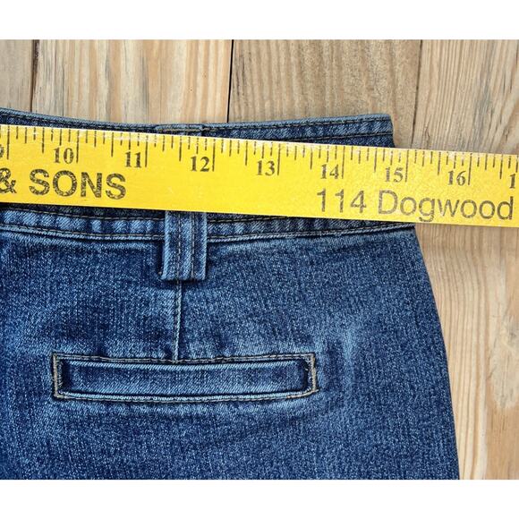 VTG Y2K Duck Head Jeans Women 8 Slash Pocket Wide Leg Denim Trousers Stretch - Picture 4 of 5